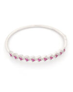 Ασημένιο Γυναικείο Βραχιόλι-Χειροπέδα, Με Ροζέτες Με Μωβ Και Λευκά Ζιργκόν κωδ.109560 - Image 4