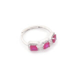 Ασημένιο Γυναικείο Δαχτυλίδι Τριπλή Ροζέτα, Με Λευκά Και Φουξ Ζιργκόν κωδ.109578