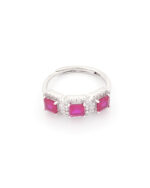 Ασημένιο Γυναικείο Δαχτυλίδι Τριπλή Ροζέτα, Με Λευκά Και Φουξ Ζιργκόν κωδ.109578 - Image 2