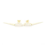 Ασημένια Επιχρυσωμένα Γυναικεία Σκουλαρίκια Κρεμαστά Καρφί Με Λευκά Ζιργκόν κωδ.109580