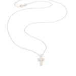 Ασημένιο Γυναικείο Κολιέ, Με Σταυρό Με Λευκά Ζιργκόν κωδ.109590
