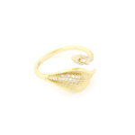 Ασημένιο Επιχρυσωμένο Γυναικείο Δαχτυλίδι, Με Φύλλα Και Λευκά Ζιργκόν κωδ.109595