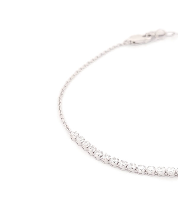 Λευκόχρυσο Γυναικείο Βραχιόλι Ριβιέρα Κ14, Με Λευκά Ζιργκόν κωδ.109695 - Image 2