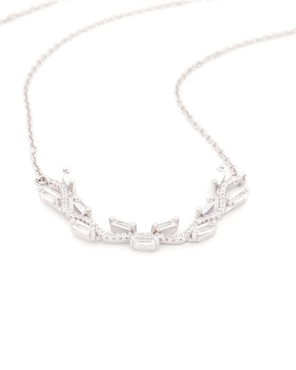 Ασημένιο Γυναικείo Κολιέ, Με Φύλλα Με Λευκά Ζιργκόν κωδ.109709 - Image 2