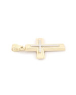 Xρυσός Δίχρωμος Ανδρικός Σταυρός Κ14 Διπλής Όψης Με Αναπαράσταση Βάφτισης, Ματ Λουστρέ κωδ.109721 - Image 2