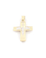 Xρυσός Δίχρωμος Ανδρικός Σταυρός Κ14 Διπλής Όψης Με Αναπαράσταση Βάφτισης, Ματ Λουστρέ κωδ.109721 - Image 4