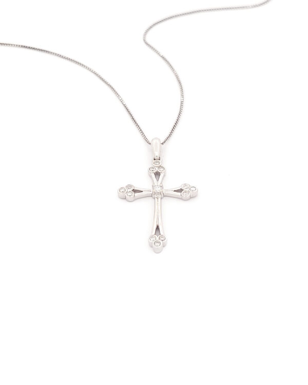 Λευκόχρυσο Γυναικείο Κολιέ Κ18, Με Σταυρό Και Διαμάντια κωδ.109749 - Image 2
