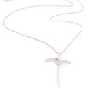 Λευκόχρυσο Γυναικείο Κολιέ Κ18, Με Σταυρό Με Διαμάντια κωδ.109760