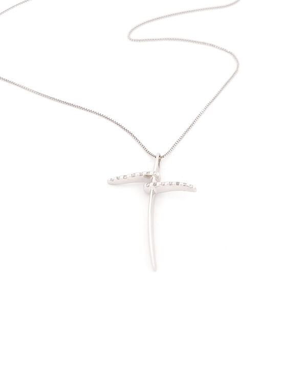Λευκόχρυσο Γυναικείο Κολιέ Κ18, Με Σταυρό Με Διαμάντια κωδ.109760 - Image 2
