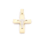 Δίχρωμος Ανδρικός Xρυσός Ματ Λουστρε Σταυρός Κ14,Διπλής Οψης Με Εσταυρωμένο και Αναπαράσταση Βάφτισης κωδ.109763