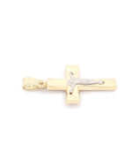 Δίχρωμος Ανδρικός Xρυσός Ματ Λουστρε Σταυρός Κ14,Διπλής Οψης Με Εσταυρωμένο και Αναπαράσταση Βάφτισης κωδ.109763 - Image 2