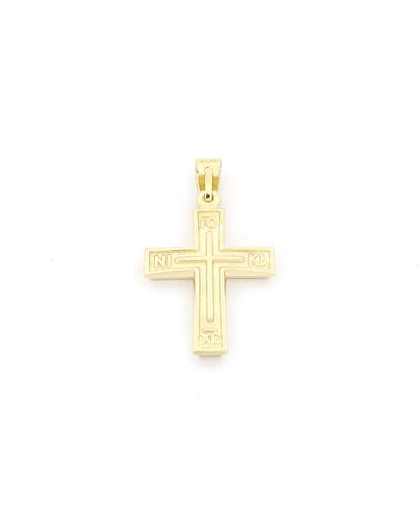 Xρυσός Ανδρικός Σταυρός Κ14 Διπλής Όψης, Ματ Λουστρέ κωδ.109765 - Image 4
