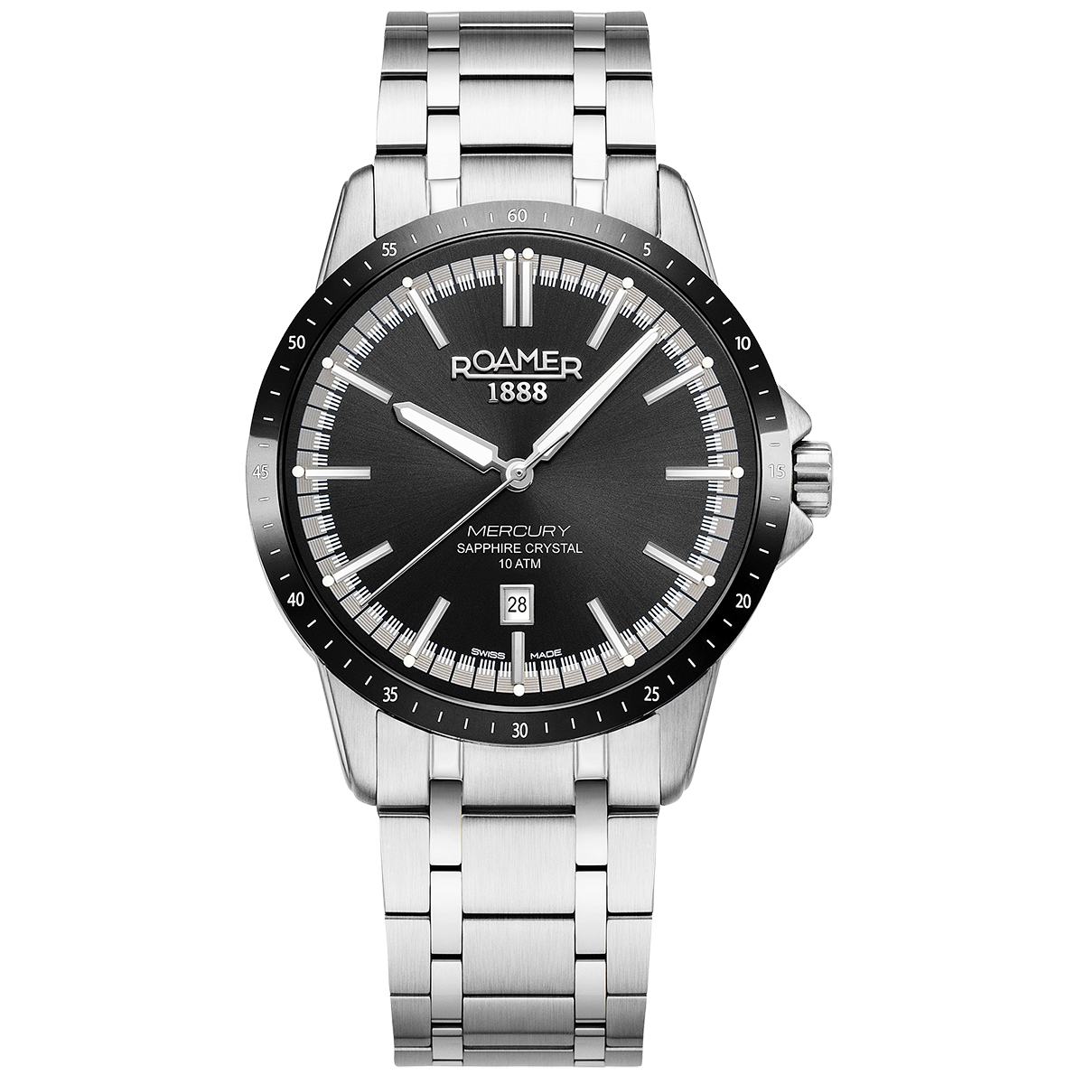968833_41_85_20 Ανδρικό Ρολόι Roamer Mercury Classic Black Stainless Steel Bracelet 968833-41-85-20 - Image 1
