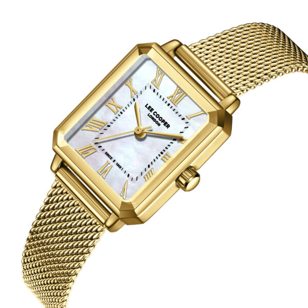 Lee Cooper Box Mother Of Pearl Gold Stainless Steel Bracelet Brown Strap LC08376.122 - Image 3