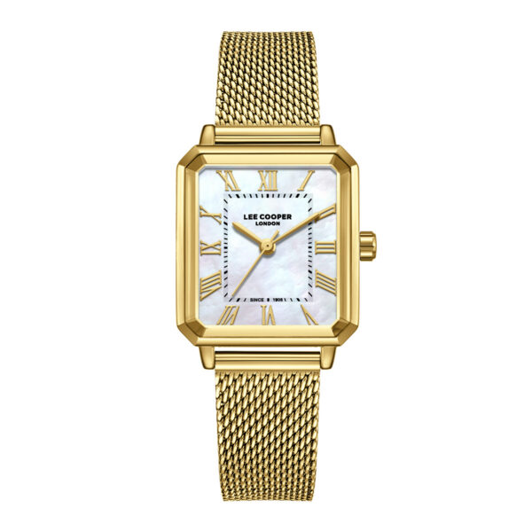 Lee Cooper Box Mother Of Pearl Gold Stainless Steel Bracelet Brown Strap LC08376.122 - Image 2